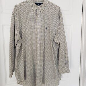 Ralph Lauren Yarmouth 100% Cotton Button Down Shirt‎ Yellow & Blue Size 17 32/33